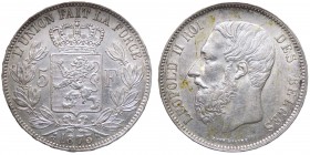 Belgio - Leopoldo II (1865-1909) 5 Franchi 1873 - Ag