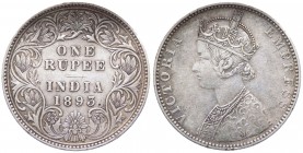 Colonie Inglesi - India - Vittoria (1837-1901) 1 Rupia 1893 - Ag