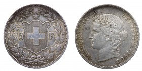 Svizzera - 5 Franchi 1908 - Ag
