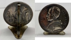 Leone XIII (1878-1903) Medaglia anno XV - Trasformata in segnaposto - Ag - Colpetti