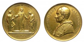 Leone XIII (1878-1903) Medaglia anno III Impulso a Meditare S.Tommaso - Ae Dorata - RARA - Bart. E880 Gr.38,63 Ø mm44