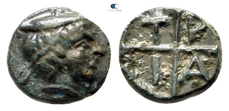 Macedon. Tragilos 450-380 BC. 
Bronze Æ

8 mm., 0,83 g.



very fine