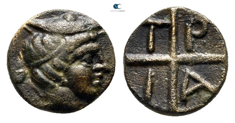 Macedon. Tragilos circa 450-380 BC. 
Bronze Æ

10 mm., 0,87 g.



very fi...