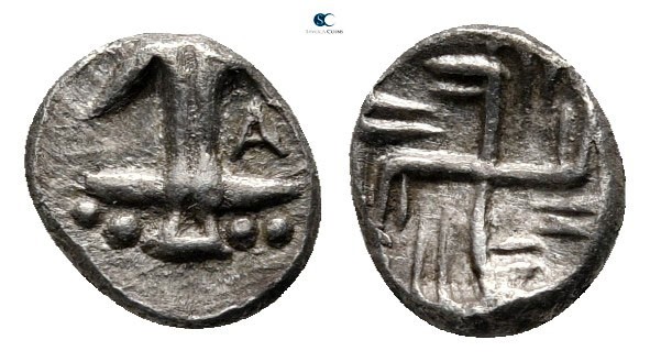 Thrace. Apollonia Pontica circa 494-470 BC. 
Hemiobol AR

7 mm., 0,46 g.

...