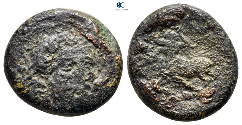 Thessaly. Mopsion 350-300 BC. 
Trichalkon Æ

20 mm., 7,23 g.



fine
