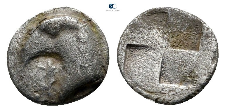 Aiolis. Kyme circa 450-400 BC. 
Hemiobol AR

7 mm., 0,45 g.



nearly ver...