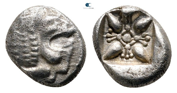 Ionia. Miletos circa 520-480 BC. 
Diobol AR

8 mm., 1,13 g.



very fine