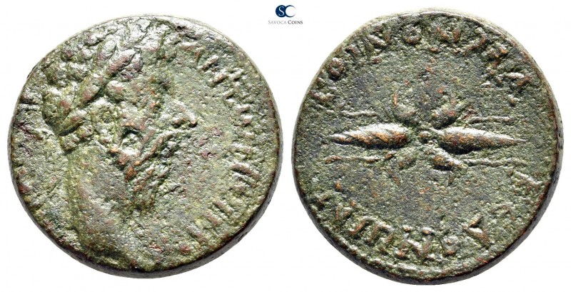 Macedon. Koinon of Macedon. Marcus Aurelius AD 161-180. 
Bronze Æ

23 mm., 11...