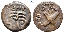 Judaea. Jerusalem. Roman Procurators. Antonius Felix 52-59 CE. In the name of Nero Claudius Caesar and Britannicus. Dated RY 14 of Claudius=54 CE. Pru...