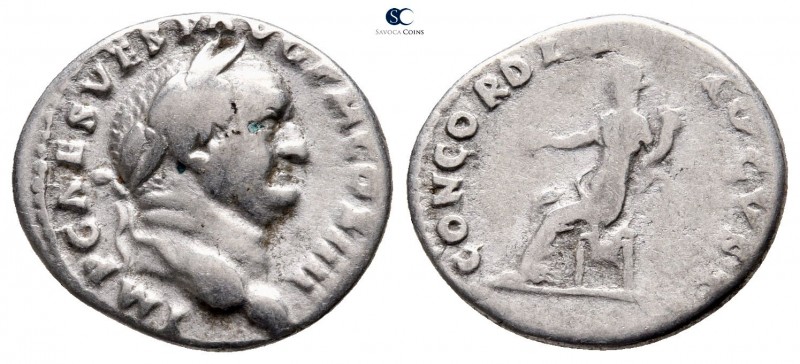 Vespasian AD 69-79. Rome
Denarius AR

18 mm., 3,20 g.



very fine