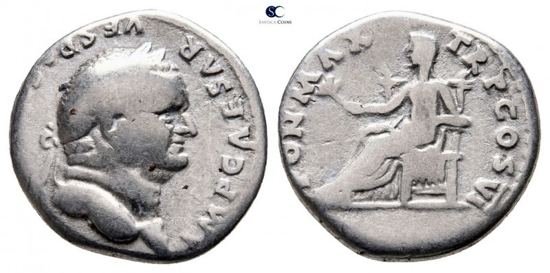 Vespasian AD 69-79. Rome
Denarius AR

17 mm., 3,14 g.



nearly very fine