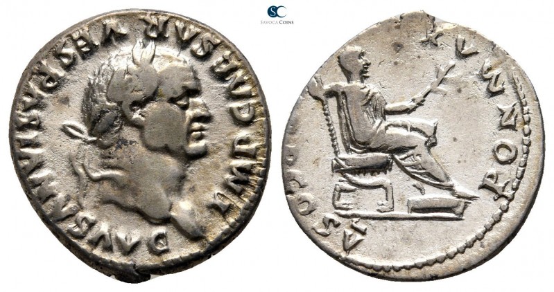 Vespasian AD 69-79. Rome
Denarius AR

18 mm., 3,40 g.



very fine