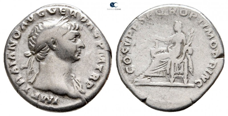 Trajan AD 98-117. Rome
Denarius AR

18 mm., 3,29 g.



very fine