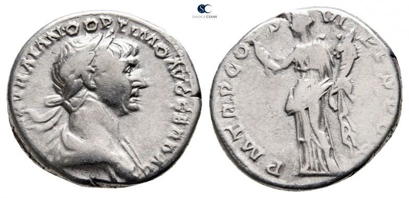 Trajan AD 98-117. Rome
Denarius AR

17 mm., 3,35 g.



very fine