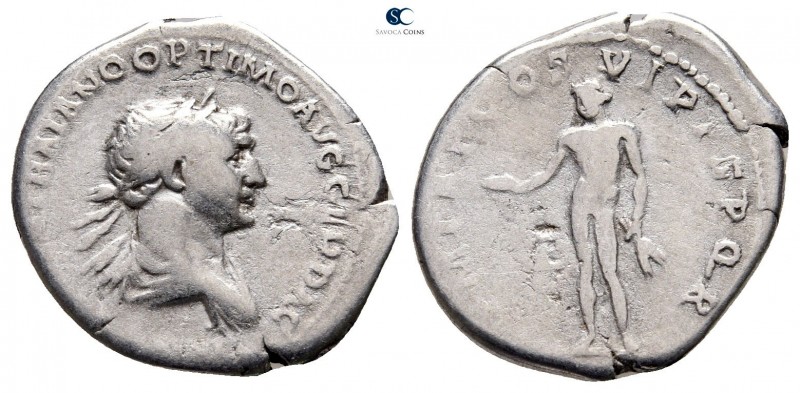 Trajan AD 98-117. Rome
Denarius AR

21 mm., 3,27 g.



nearly very fine