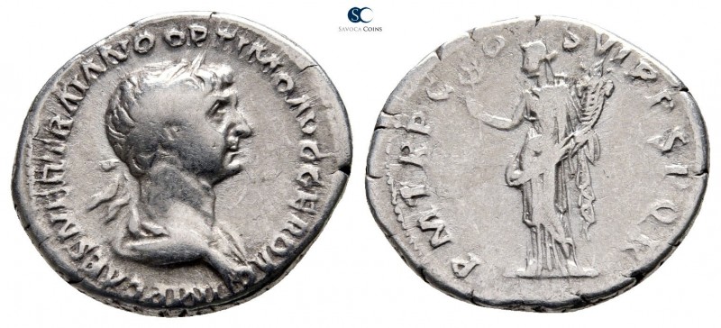 Trajan AD 98-117. Rome
Denarius AR

18 mm., 3,09 g.



very fine