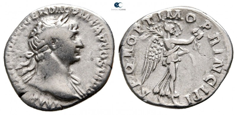 Trajan AD 98-117. Rome
Denarius AR

18 mm., 3,09 g.



very fine