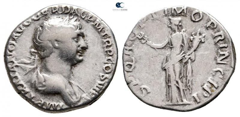 Trajan AD 98-117. Rome
Denarius AR

18 mm., 3,45 g.



very fine