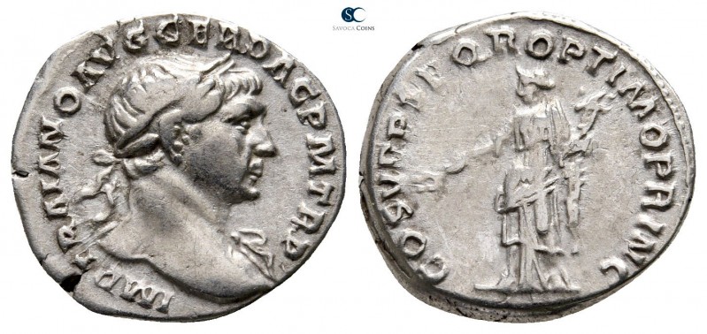 Trajan AD 98-117. Rome
Denarius AR

18 mm., 3,38 g.



very fine