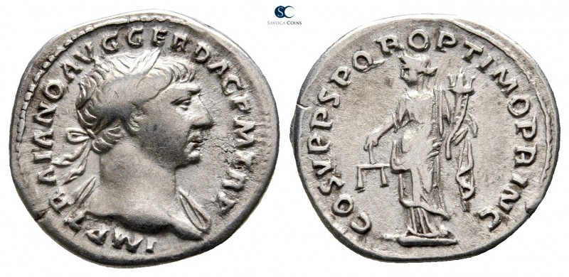 Trajan AD 98-117. Rome
Denarius AR

18 mm., 3,13 g.



very fine