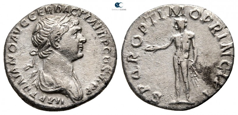 Trajan AD 98-117. Rome
Denarius AR

18 mm., 2,63 g.



very fine