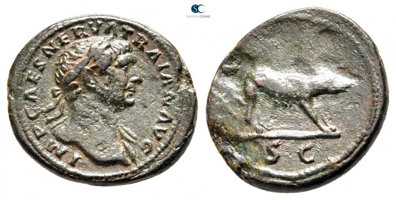 Trajan AD 98-117. Rome
Semis Æ

17 mm., 3,00 g.



very fine