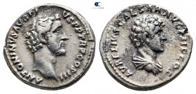 Antoninus Pius with Marcus Aurelius, as Caesar AD 138-161. Rome. Denarius AR