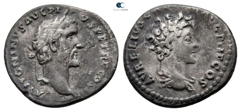 Antoninus Pius with Marcus Aurelius, as Caesar AD 138-161. Rome
Denarius AR

...