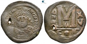 Justinian I AD 527-565. Constantinople. Follis Æ