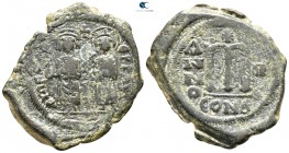 Phocas, with Leontia AD 602-610. Constantinople. Follis Æ