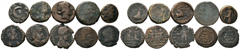 A mixed Lot of 10 Ancient Coins,About fine to about very fine. LOT SOLD AS IS, N...