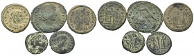 A mixed Lot of 5 Ancient Coins,About fine to about very fine. LOT SOLD AS IS, NO RETURNS.