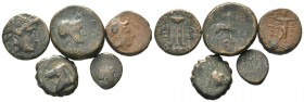 A mixed Lot of 5 Ancient Coins,About fine to about very fine. LOT SOLD AS IS, NO RETURNS.