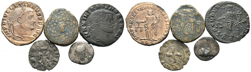 A mixed Lot of 5 Ancient Coins,About fine to about very fine. LOT SOLD AS IS, NO...