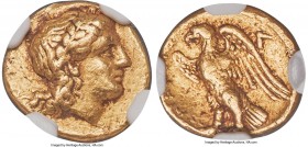 CALABRIA. Tarentum. Time of Pyrrhus of Epirus (ca. 281-240 BC). AV quarter-stater (12mm, 2.14 gm, 10h). NGC Choice VF 5/5 - 3/5, Fine Style. Ca. 280-2...