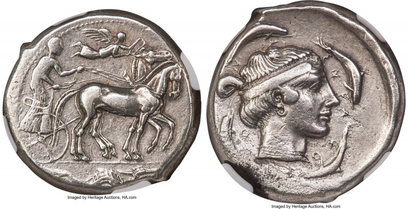 SICILY. Syracuse. Second Democracy (ca. 450-440 BC). AR tetradrachm (26mm, 16.97...