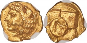 SICILY. Syracuse. Dionysius I (405-367 BC). AV 20-litrai or trihemiobol (11mm, 1.16 gm, 2h). NGC Choice AU 4/5 - 4/5. Attic standard, ca. 406/5 BC. ΣY...