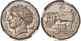 SICILY. Syracuse. Agathocles (317-289 BC). AR tetradrachm (26mm, 16.98 gm, 1h). NGC Choice AU 5/5 - 4/5, Fine Style. Pre-royal coinage, ca. 310-305 BC...