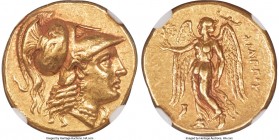 MACEDONIAN KINGDOM. Philip III Arrhidaeus (323-317 BC). AV stater (17mm, 8.54 gm, 12h). NGC Choice XF 5/5 - 5/5, Fine Style. Magnesia ad Maeandrum, ca...