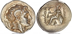THRACIAN KINGDOM. Lysimachus (305-281 BC). AR tetradrachm (32mm, 17.02 gm, 12h). NGC Choice AU S 5/5 - 4/5, Fine Style. Pergamum, ca. 287/6-282 BC. Di...
