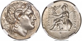 THRACIAN KINGDOM. Lysimachus (305-281 BC). AR tetradrachm (29mm, 16.95 gm, 12h). NGC AU 5/5 - 3/5, Fine Style. Lampsacus, 297/6-281 BC. Diademed head ...
