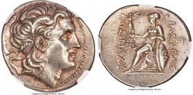 THRACIAN KINGDOM. Lysimachus (305-281 BC). AR tetradrachm (31mm, 17.46 gm, 10h). NGC Choice XF S 5/5 - 5/5. Pergamum, ca. 297-281 BC. Diademed head of...