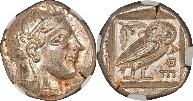 ATTICA. Athens. Ca. 465-455 BC. AR tetradrachm (25mm, 17.16 gm, 7h). NGC Choice ...