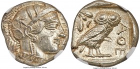 ATTICA. Athens. Ca. 440-404 BC. AR tetradrachm (24mm, 17.23 gm, 6h). NGC MS 5/5 - 5/5. Mid-mass coinage issue. Head of Athena right, wearing crested A...