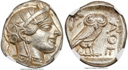 ATTICA. Athens. Ca. 440-404 BC. AR tetradrachm (25mm, 17.20 gm, 6h). NGC MS 5/5 - 5/5. Mid-mass coinage issue. Head of Athena right, wearing crested A...