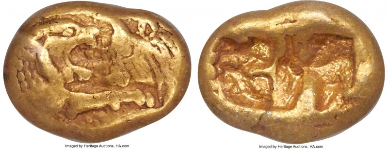 LYDIAN KINGDOM. Croesus (561-546 BC). AV third-stater or trite (11mm, 2.67 gm). ...