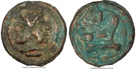Anonymous. Ca. 225-217 BC. AE aes grave as (67mm, 283.51 gm, 12h). Choice VF. Reduced Libral standard. Laureate, bearded head Janus on raised disk; ho...