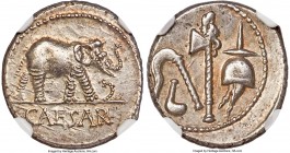 Julius Caesar, as Dictator (49-44 BC). AR denarius (18mm, 3.85 gm, 6h). NGC Choice AU 4/5 - 5/5. Military mint traveling with Caesar in northern Italy...