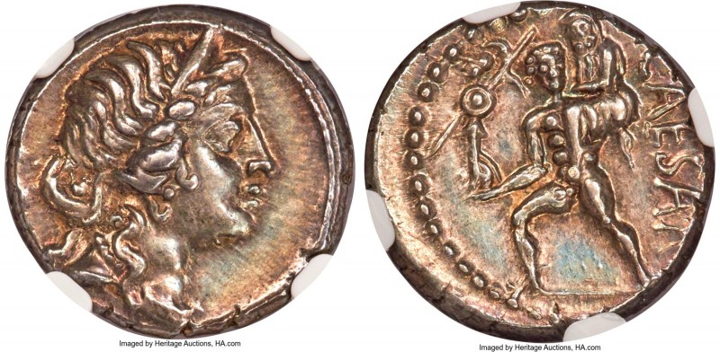 Julius Caesar, as Dictator (49-44 BC). AR denarius (17mm, 3.92 gm, 5h). NGC Choi...