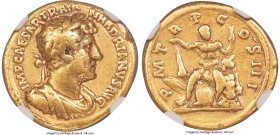 Hadrian (AD 117-138). AV aureus (19mm, 6.90 gm, 6h). NGC Choice Fine 5/5 - 4/5. Rome, late AD 121-123. IMP CAESAR TRAIA-N HADRIANVS AVG, laureate, dra...
